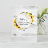 Sonnenblume Rustikaler Stall QR Code UAWG Hochzeit Einladung (Stehend Vorderseite)