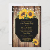 Sonnenblume Rustikaler Stallholz schwarze String L Einladung (Vorderseite)