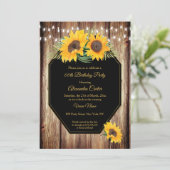 Sonnenblume Rustikaler Stallholz schwarze String L Einladung (Stehend Vorderseite)