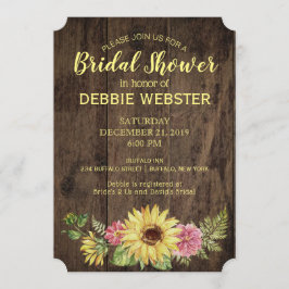 Sonnenblume Rustikales Brautparty Hochzeit Einladung