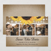 Sonnenblume Rustikales Foto Holzleuchten Hochzeit Save The Date (Vorne/Hinten)