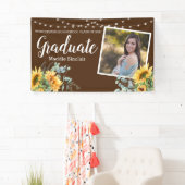 Sonnenblume Rustikales Foto String Lights Abschlus Banner (Insitu)