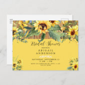 Sonnenblume Rustikales Gelbes Brautparty Einladungspostkarte (Vorne/Hinten)