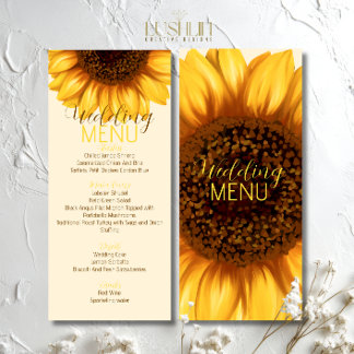 Sonnenblume Rustikales Hochzeitmenü Menükarte
