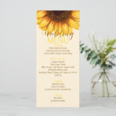 Sonnenblume Rustikales Hochzeitmenü Menükarte (Stehend Vorderseite)