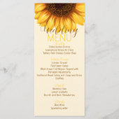 Sonnenblume Rustikales Hochzeitmenü Menükarte (Vorderseite)