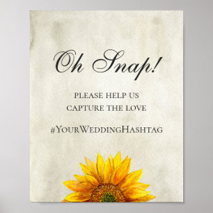 Sonnenblume. Rustikales Hochzeitsinstagramm-Zeiche Poster