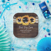 Sonnenblume Rustikales Holz Burlap Lace Hochzeit Pappteller (Party)