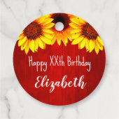 Sonnenblume Rustikales Holz Geburtstag Geschenkanhänger (Rückseite)