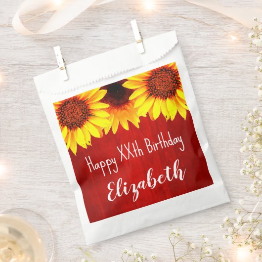 Sonnenblume Rustikales Holz Geburtstag Geschenktütchen (Ausgeschnitten)