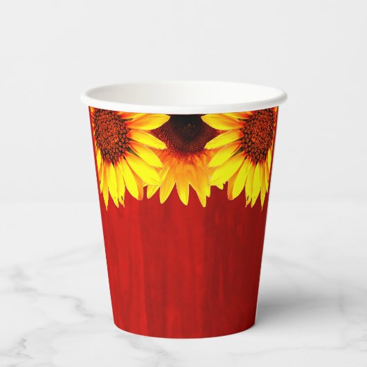 Sonnenblume Rustikales Holz Geburtstag Pappbecher (Rückseite)