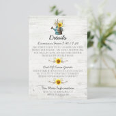 Sonnenblume Rustikales Holz - Hochzeitsszenario / Begleitkarte (Stehend Vorderseite)
