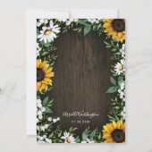 Sonnenblume-rustikales Land-BlumenBrautparty Einladung (Rückseite)