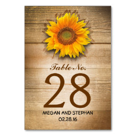 Sonnenblume Rustikales Land Hochzeitkarte Tischnum Tischnummer