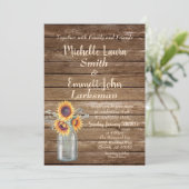 Sonnenblume Rustikales Land Holz Barnyard Mason Ja Einladung (Stehend Vorderseite)