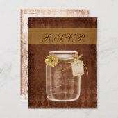 Sonnenblume rustikales Mason Glas Hochzeit Rsvp Einladungspostkarte (Vorne/Hinten)