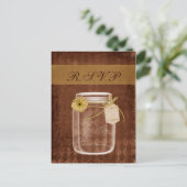 Sonnenblume rustikales Mason Glas Hochzeit Rsvp Einladungspostkarte (Stehend Vorderseite)
