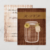 Sonnenblume rustikales Mason Glas Hochzeit Rsvp Karte (Vorne/Hinten)