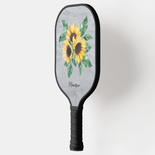 Sonnenblume Rustikales Monogramm Pickleball Schläger (Links)