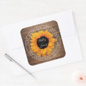 Sonnenblume Rustikales Stallholz Hochzeit Rücksend Quadratischer Aufkleber (Umschlag)