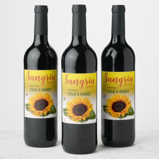 Sonnenblume Sangria Obstweinlabel Weinetikett (Flaschen)