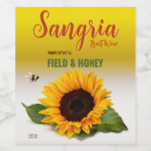 Sonnenblume Sangria Obstweinlabel Weinetikett (Einzelnes Label)