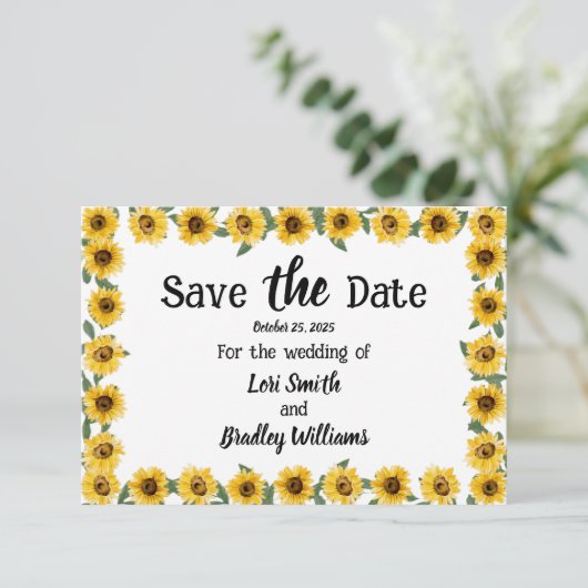 Sonnenblume Save the Date (Stehend Vorderseite)