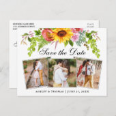 Sonnenblume Save the Date 3 Foto Einladungspostkarte (Vorne/Hinten)