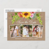 Sonnenblume Save the Date 3 Foto Kraft Einladungspostkarte (Vorne/Hinten)