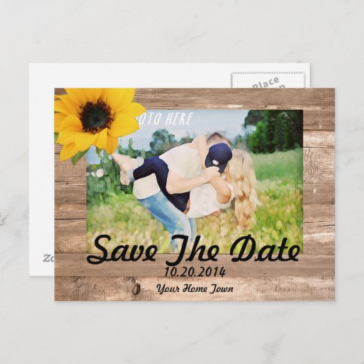 Sonnenblume Save the Date Ankündigungspostkarte (Vorne/Hinten)