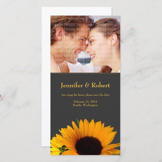 Sonnenblume Save the Date Fotokarte (Vorne/Hinten)