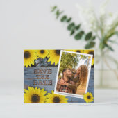 Sonnenblume Save the Date Hochzeit | Classic Blue Ankündigungspostkarte (Stehend Vorderseite)