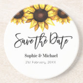 Sonnenblume Save the Date Hochzeit Getränkeuntersetzer (Vorne)
