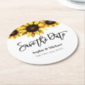 Sonnenblume Save the Date Hochzeit Runder Pappuntersetzer (Angewinkelt)