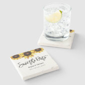 Sonnenblume Save the Date Hochzeit rustikal Steinuntersetzer (Seitenansicht)