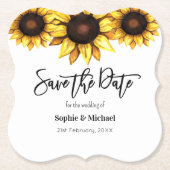 Sonnenblume Save the Date Hochzeit Untersetzer (Vorderseite)