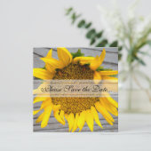Sonnenblume Save the Date mit Barnholz (Stehend Vorderseite)