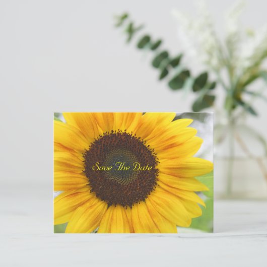 Sonnenblume Save the Date Postkarte (Stehend Vorderseite)