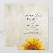 Sonnenblume Save the Date. Rustikale Hochzeit. Lan Date (Vorne/Hinten)