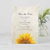 Sonnenblume Save the Date. Rustikale Hochzeit. Lan Date (Stehend Vorderseite)
