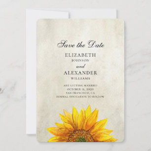 Sonnenblume Save the Date. Rustikale Hochzeit. Lan Date