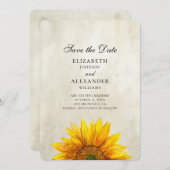 Sonnenblume Save the Date. Rustikale Hochzeit. Lan Save The Date (Vorne/Hinten)