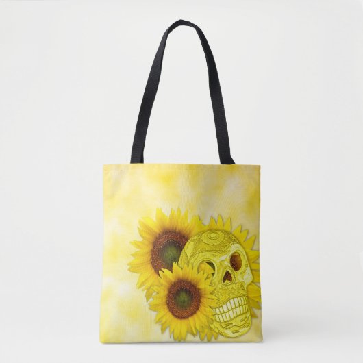 Sonnenblume-Schädel-Tasche Tasche (Vorderseite)