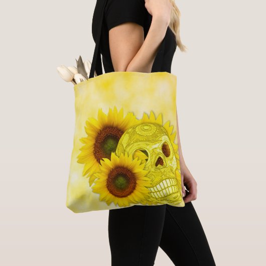 Sonnenblume-Schädel-Tasche Tasche (Von Nahem)