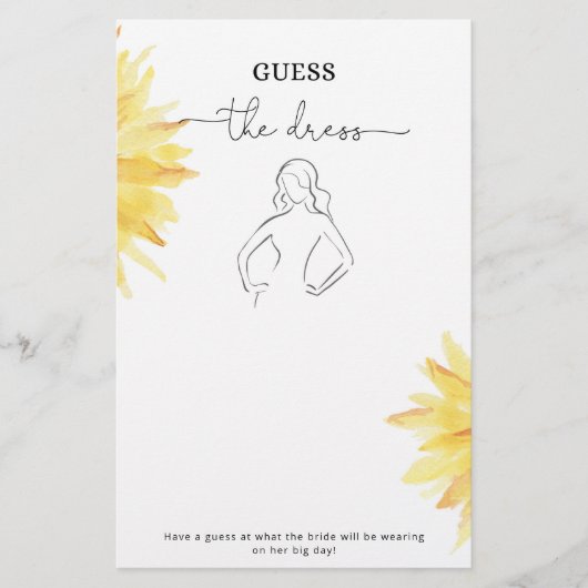 Sonnenblume Schätze das Brautparty-Spiel (Vorderseite)