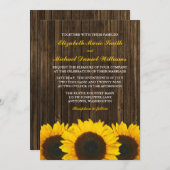 Sonnenblume-Scheunen-hölzerne Hochzeit Einladung (Vorne/Hinten)