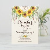 Sonnenblume-Schlummer-Party Boho Einladung (Stehend Vorderseite)