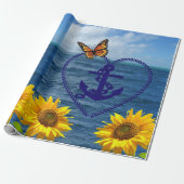 Sonnenblume Schmetterling Anchor Matte Wrapping Pa Geschenkpapier (Ungerollt)