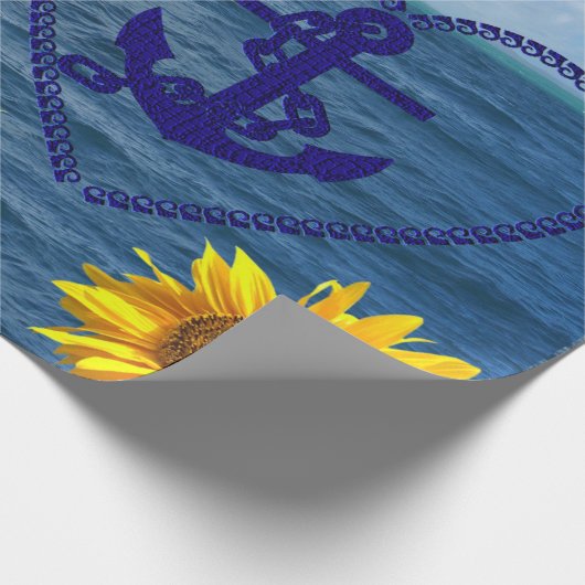 Sonnenblume Schmetterling Anchor Matte Wrapping Pa Geschenkpapier (Ecke)