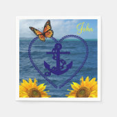 Sonnenblume Schmetterling Anchor Papier Napkins Serviette (Vorderseite)